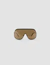 Rick Owens Shield Oversized-frame Sunglasses In Blk Temple,brown Lens
