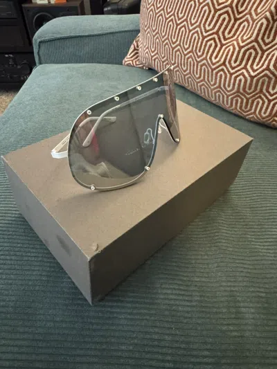 Pre-owned Rick Owens Shield Sunglasses In White
