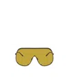 Rick Owens Shield Temple Oversize-frame Sunglasses In Yellow