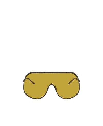 Rick Owens Shield Temple Oversize-frame Sunglasses In Yellow