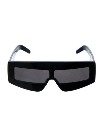 Pre-owned Rick Owens Shield Tinted Sunglasses In Black