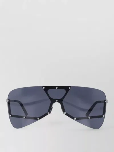 Rick Owens Shield Tower Sunglasses Metal Frame Design In Blue