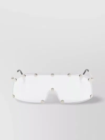 Rick Owens Shielding Rimless Sunglasses With Curved Metal Temples In White