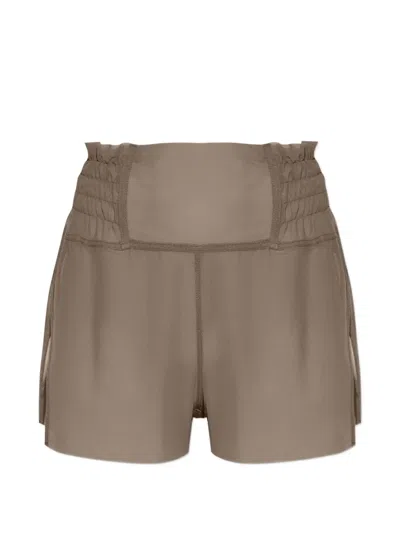 Rick Owens Shirred-detail Shorts In Brown
