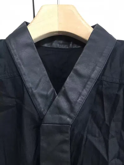 Pre-owned Rick Owens Shirt With Cow Leather Collar In Black