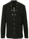 Rick Owens Mens Black Larry Fogpocket V-neck Relaxed-fit Woven-blend Shirt In Black