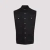 Rick Owens Black Linen Jumbo Sleeveless Outershirt With Pointed Collar