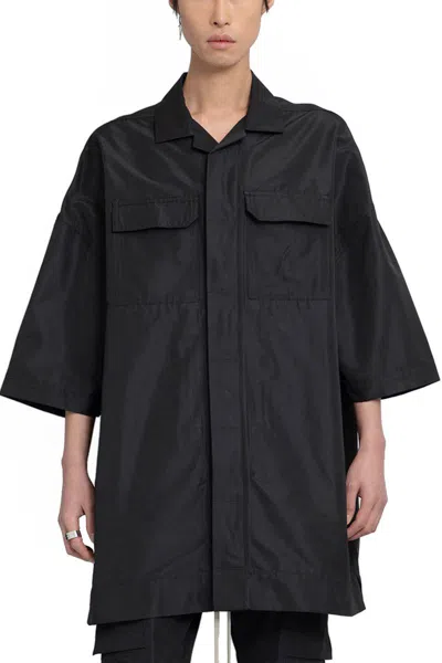 Rick Owens Oversized Short-sleeve Shirt In Black