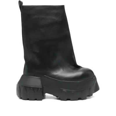 Rick Owens Black Hollywood Flared Mega Tractor Boots In 09 Black