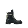 Rick Owens Low Army Black Ankle Boots With Decorative Oversize Laces And Lug Sole In Leather Man In Black