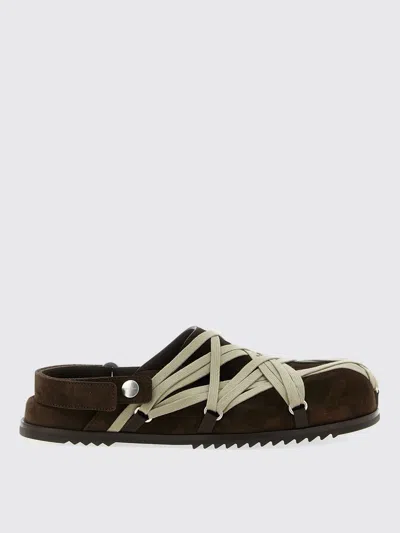 Rick Owens Mega Lace Suede Mules In Brown