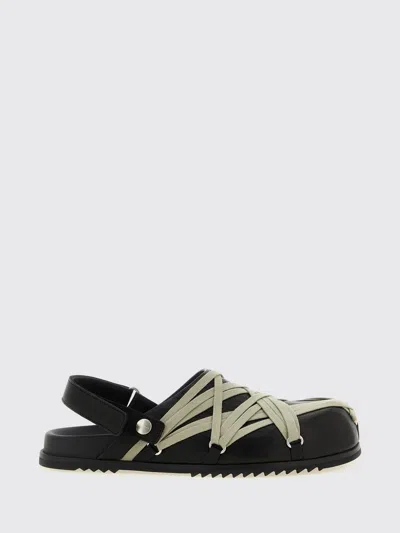 Rick Owens Megalace Mule Granola Black Leather Sandals