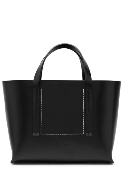 Rick Owens Shopper Small Leather Tote Bag In Black