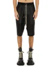 Rick Owens Drawstring Knee Length Shorts With Button Detailing