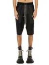 Rick Owens Drawstring Knee Length Shorts With Button Detailing