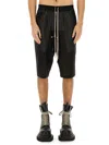 Rick Owens Drawstring Knee Length Shorts With Button Detailing In Black