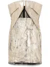 Rick Owens Mini Dress With Cut-out Detailing And Metallic Finish In Grey