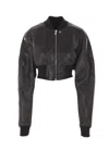 Rick Owens Short Leather Jacket In Black