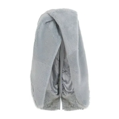 Rick Owens Short Masto Shearling Cape Women In Blue