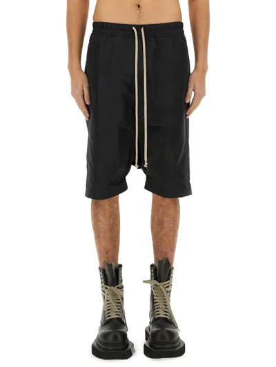 Rick Owens Drawstring Pods Sweat Short In Black