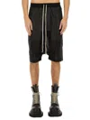 Rick Owens Drawstring Knee Length Shorts With Button Detailing In Black