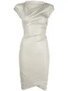 Rick Owens Short-sleeve Knot-detail Minidress In Grey