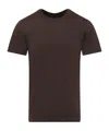 Rick Owens Short Level Cotton Jersey T-shirt In Brown