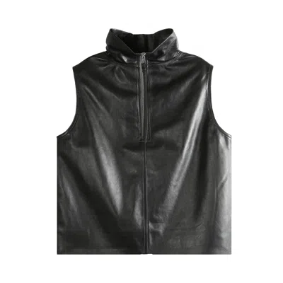 Pre-owned Rick Owens Short-sleeve Tabard In Pelle Top 'black' | Women's Size 42