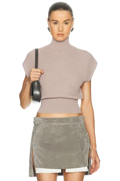 Rick Owens Short Sleeve Turtleneck Sweater In Rose
