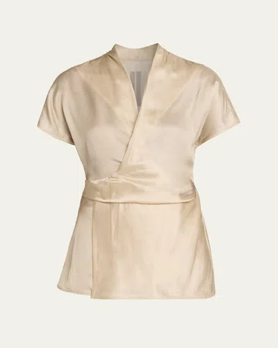 Rick Owens Short-sleeve Wrap Top In Neutral