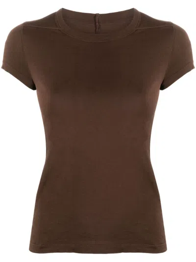 Rick Owens Short-sleeved Cotton T-shirt In Brown