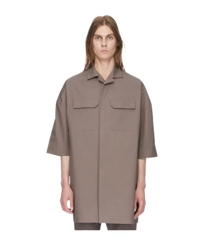 Rick Owens Strap-detail Shirt With Classic Collar For Men In Brown