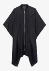 Rick Owens Zip-front Silk Coat In Black