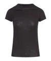 Rick Owens Sheer Fabric Cropped Level T-shirt In Black