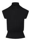 Rick Owens Black Virgin Wool Short Sleeves Turtle Top In Black