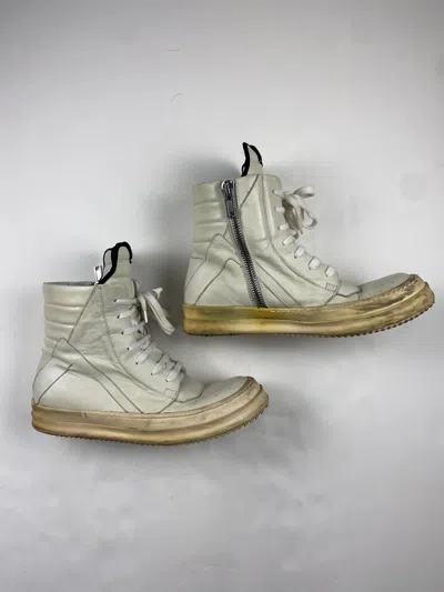 Pre-owned Rick Owens Short Tongue Geobasket Shoes In White