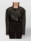 Rick Owens Womens Black Biker Notched-lapel Regular-fit Leather Jacket