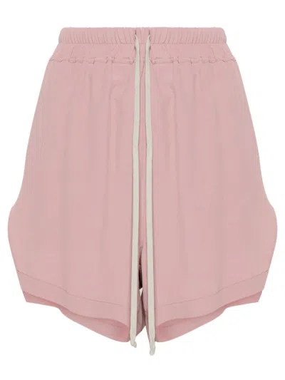 Rick Owens Drawstring Crepe Shorts In Pink