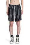 Rick Owens Rick's Pods Stripe-pattern Drawstring Shorts In Black