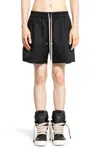 Rick Owens Elastic Waistband Swim Shorts With Side Pockets In Black