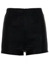 Rick Owens Black Leather Solid Shorts In Black