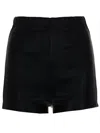 Rick Owens Black Leather Solid Shorts In Black