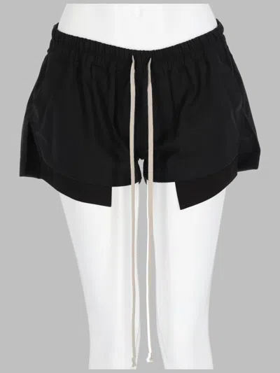 Rick Owens Fog Boxer Boxy Asymmetrical Hem Wool Shorts In Black