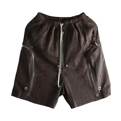 Pre-owned Rick Owens Shorts In Pelle Bauhaus Bela 'darkdust' | Brown | Men's Size 50