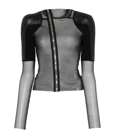 Rick Owens Shoulder-panels Zip-up Jacket In Black