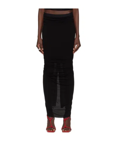Rick Owens Shrimp Asymmetric Skirt In Black