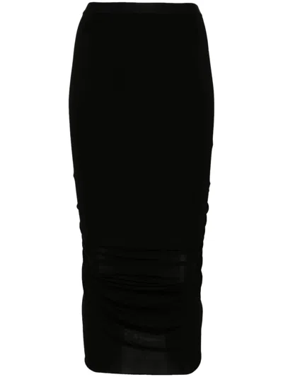 Rick Owens Shrimp Midi Skirt In Black