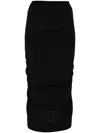 Rick Owens Gonna Midi Shrimp In Jersey Stretch In Black