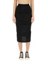 Rick Owens Gonna Midi Shrimp In Jersey Stretch In Black