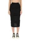 Rick Owens Gonna Midi Shrimp In Jersey Stretch In Black